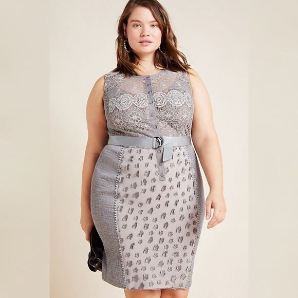 NEW Anthropologie Byron Lars Beguile Lace Sheath Dress Gisella Embroidered Sz 22 - Picture 4 of 13